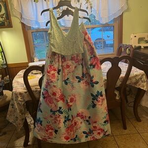 B Darlin Mint and Pink Floral Kids Dress